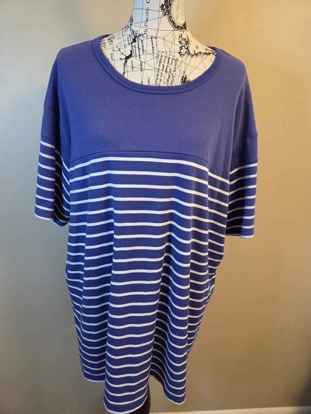Vintage Avenue Sport Womens 26/28 Purple Striped Tunic Top Blouse Plus Size